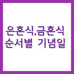 은혼식,금혼식 순서별 기념일